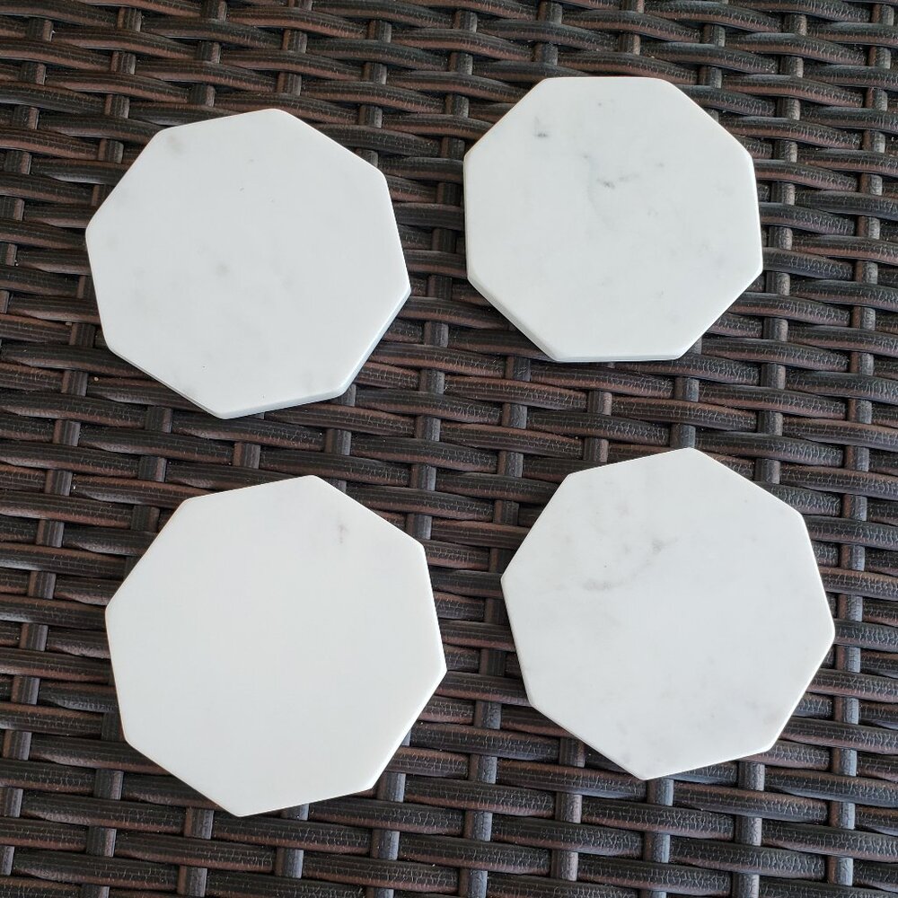 NWT Zeal Living white marble coasters set of 4